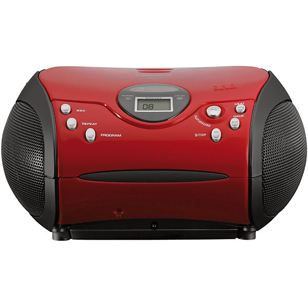 SCD-24 rot/schwarz - Boombox CD-Player mit Radio und Kopfhöreranschluss
