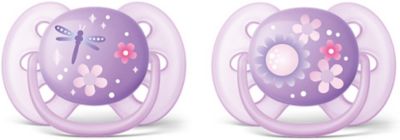 Силиконовая-пустышка Philips Avent, 6-18 мес, 2шт., розовая