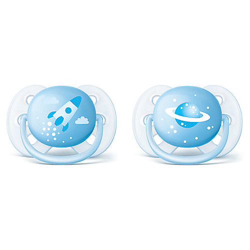 Силиконовая-пустышка Philips Avent, 0-6 мес, 2шт., голубая от PHILIPS AVENT