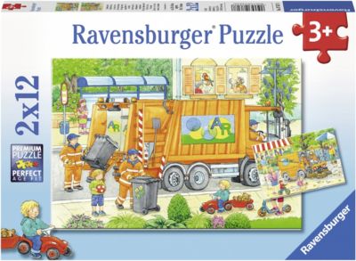 2er Set Puzzle Je 12 Teile 26x18 Cm Mullabfuhr Kehrmaschine Ravensburger Mytoys