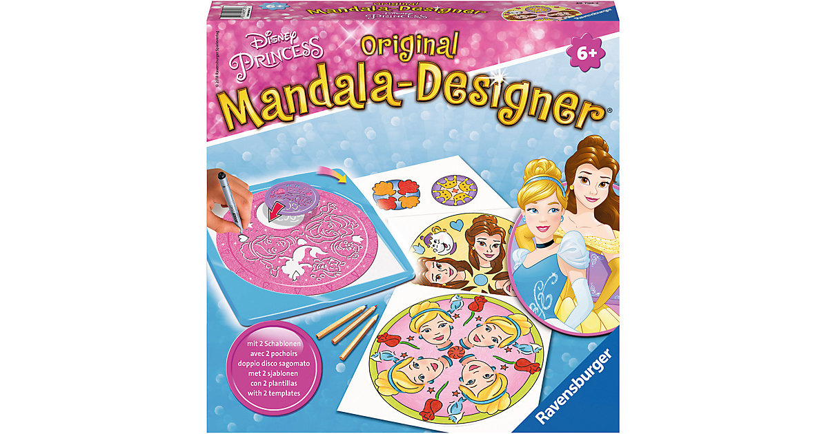 2in1 Mandala-Designer® Midi Set mit 2 Schablonen, Disney Princess