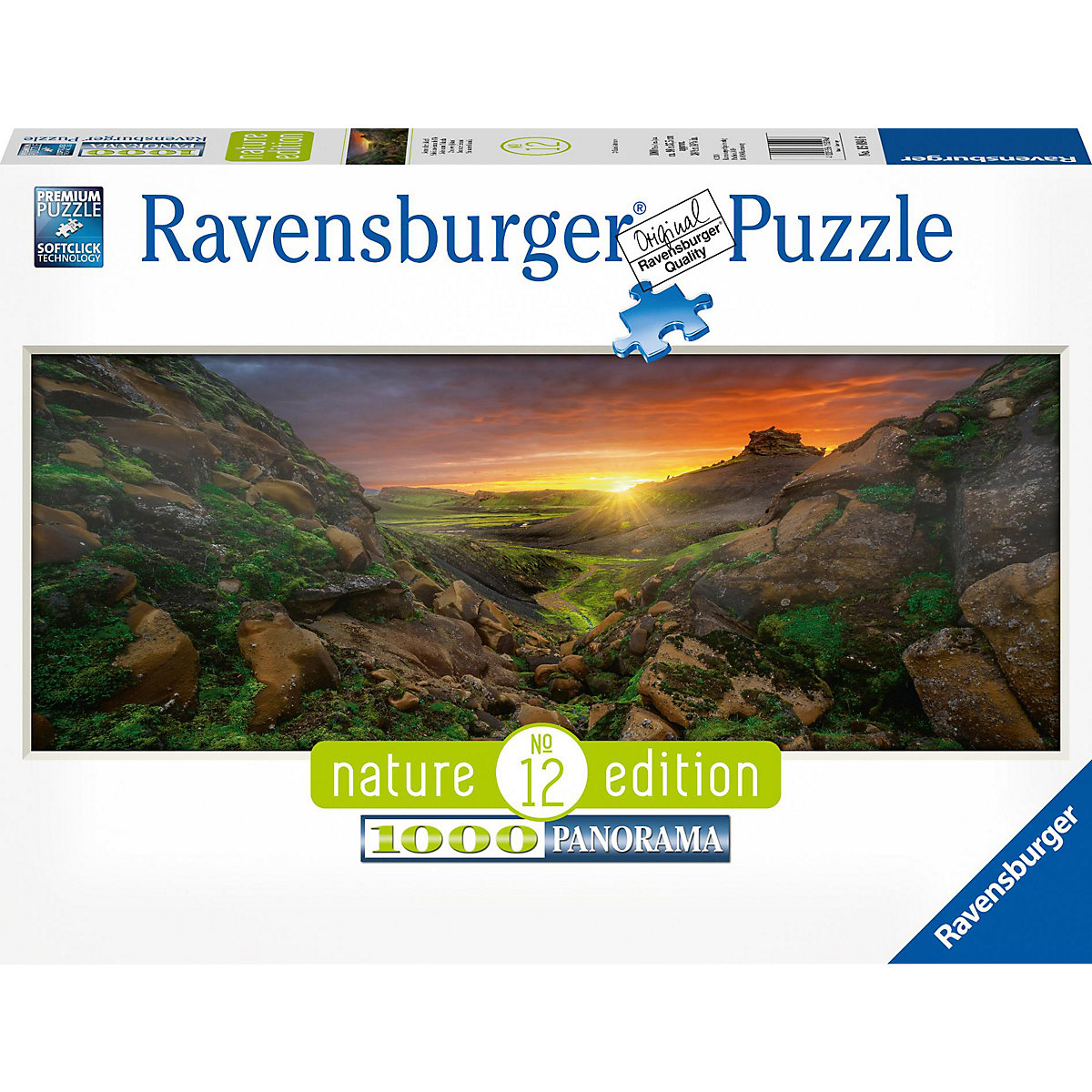 Ravensburger Puzzle 1000 Teile 98x37 cm Panorama Sonne über Island GU9433
