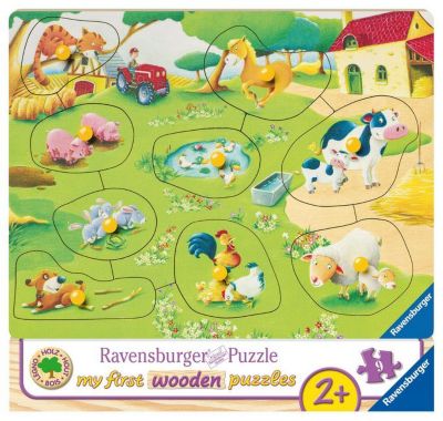 Holzpuzzle 12 Teile Puzzle Bauernhof Steckpuzzle 