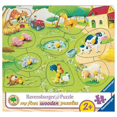 Holz-Puzzle, 9 Teile, 24x18 cm, Kleiner Bauernhof