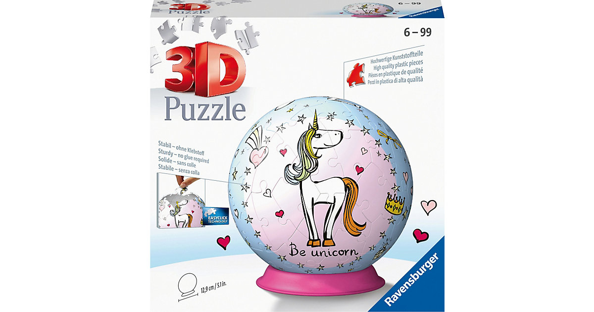 puzzleball® Ø13 cm, 72 Teile , Einhorn