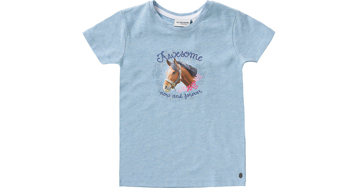 T-Shirt , Pferd hellblau Gr. 104/110 Mädchen Kleinkinder