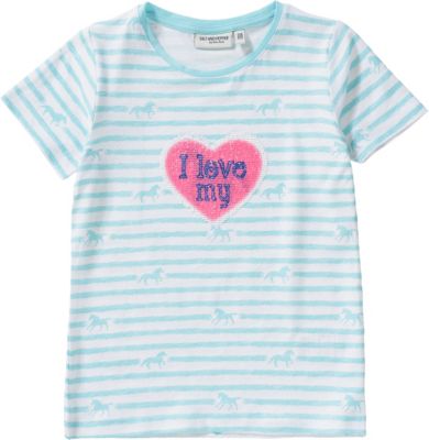 T-Shirt , Pferd hellblau Gr. 104/110 Mädchen Kleinkinder