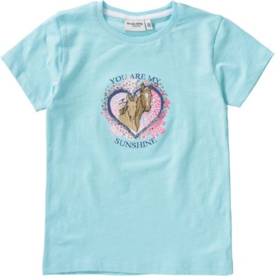 T-Shirt mit Pailletten , Pferd hellblau Gr. 92/98 Mädchen Kleinkinder
