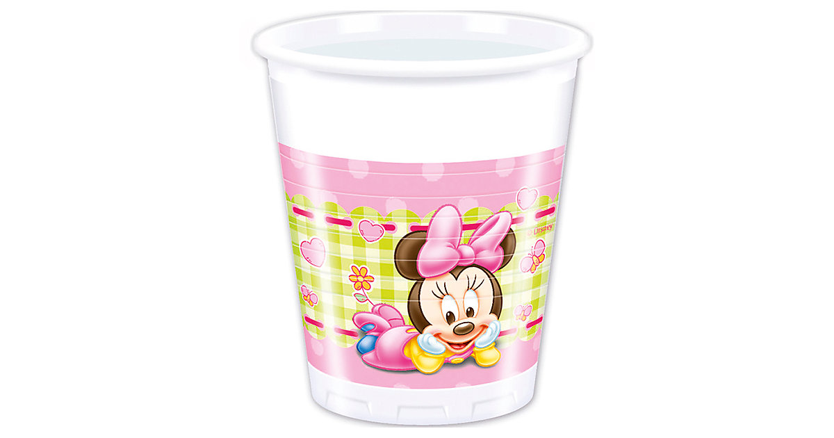 Partybecher Baby Minnie 200 ml, 8 Stück rosa/weiß