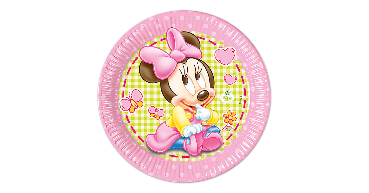 Pappteller Baby Minnie 23 cm, 8 Stück rosa