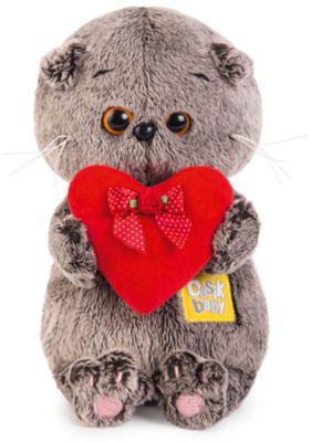 Мягкая игрушка Budi Basa Кот Басик BABY с красным сердечком, 20 см