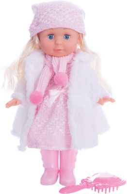 Кукла  30 см, озвученная,руссифицированная, закрывывает глазки, с набором одежды.