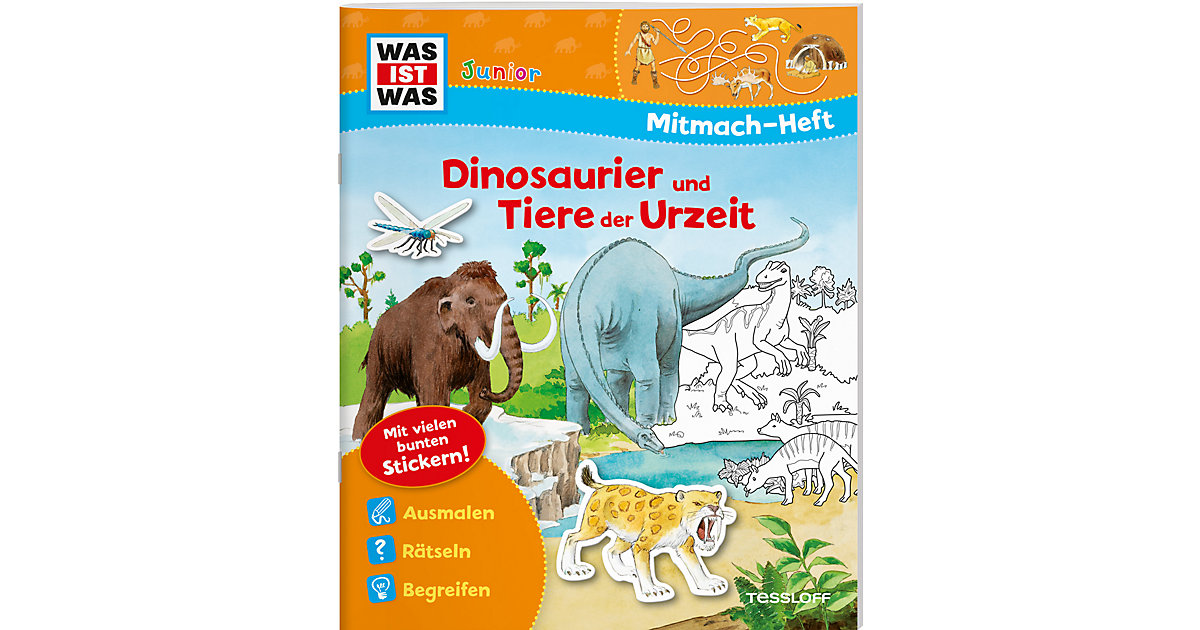 Buch - WAS IST WAS Junior: Dinosaurier und Tiere der Urzeit, Mitmach-Heft