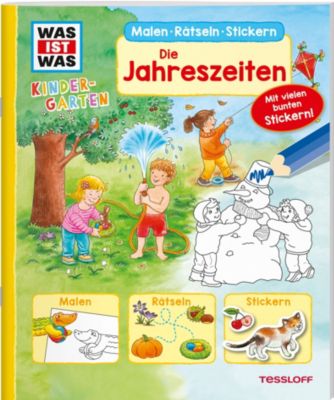 Spielzeug: Tessloff Verlag Buch - WAS IST WAS Kindergarten: Malen, Rätseln, Stickern - Die Jahreszeiten