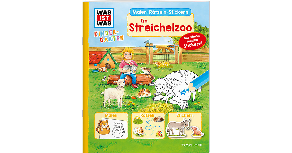 Buch - WAS IST WAS Kindergarten: Malen, Rätseln, Stickern - Im Streichelzoo
