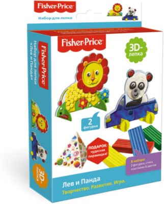 Fisher Price. Набор  3D-лепка "Лев и Панда", 2 фигурки, пластилин 6цв, стека арт 03256