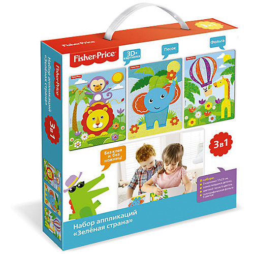 Fisher Price. Набор аппликаций 3в1 "Зеленая страна", песок, фольга, EVA; в короб. Арт. 03198 от Origami