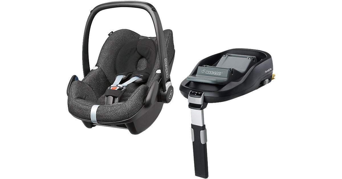 Babyschale Pebble, Triangle Black, inkl. FamilyFix, 2017 Gr. 0-13 kg