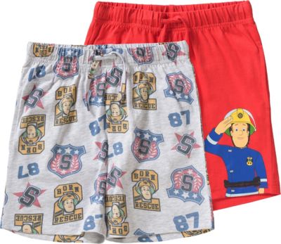 Feuerwehrmann Sam Doppelpack Shorts grau/rot Gr. 116/122 Jungen Kinder