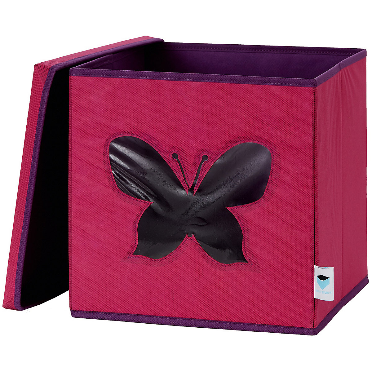 STORE IT! Aufbewahrungsbox Schmetterling pink mit Sichtfenster 30 x 30 x 30 cm