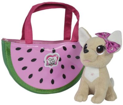 Мягкая игрушка Simba Chi-Chi love "Фруктовая мода" Собачка в сумочке, 18 см