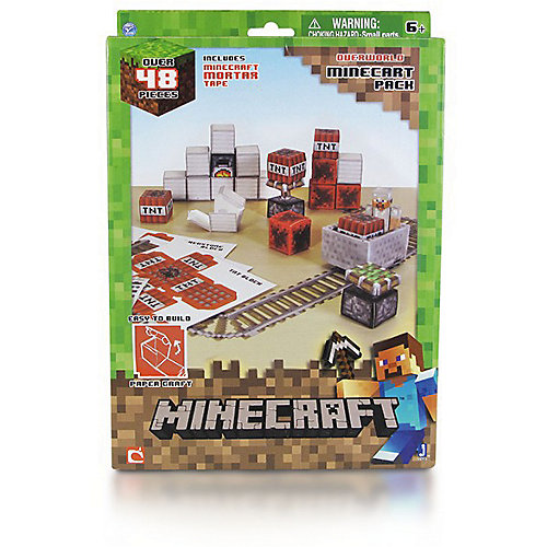 Сборная модель из бумаги MINECRAFT PAPERCRAFT "Вагонетка и ТНТ" 48 деталей