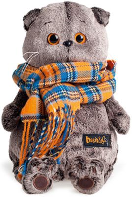 Мягкая игрушка Budi Basa Кот Басик и шарф в клеточку, 19 см