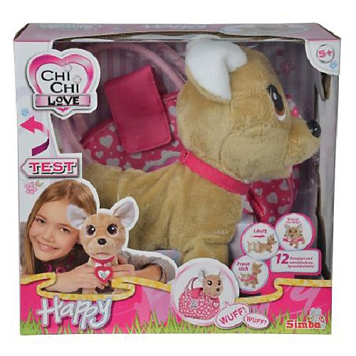 Интерактивная мягкая игрушка Simba Chi-Сhi Love Собачка "Счастливчик" с сумочкой, 20 см от Simba