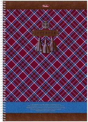 Тетрадь 100л. А4 клетка на спирали "Шотландка", с карманом, с перфорацией на отрыв