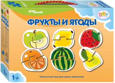 Напольный пазл 6 в 1 Step Puzzle "Фрукты и ягоды", по 2 элемента на каждую картинку