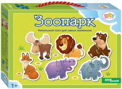 Напольный пазл 6 в 1 Step Puzzle "Зоопарк", по 2 элемента на каждую картинку