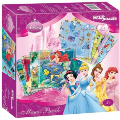 Настольная игра 2 в 1 "Мемо+Пазлы" Disney Принцессы
