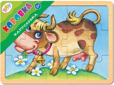 Пазл в рамке Step Puzzle Каруселька "Коровка", 15 элементов