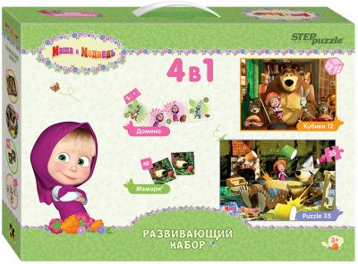 Развивающий набор 4 в 1 Step Puzzle "Маша и Медведь"