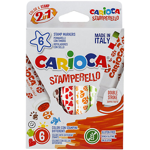 Набор фломастеров-штампиков CARIOCA STAMPERELLO, 6 цв., в картонной коробке с европодвесом от Carioca
