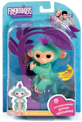 Интерактивная обезьянка Fingerlings Зоя, 12 см (зеленая) WowWee
