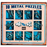 Набор из 10 металлических головоломок (синий)