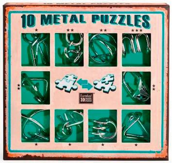 Набор из 10 металлических головоломок (зеленый)