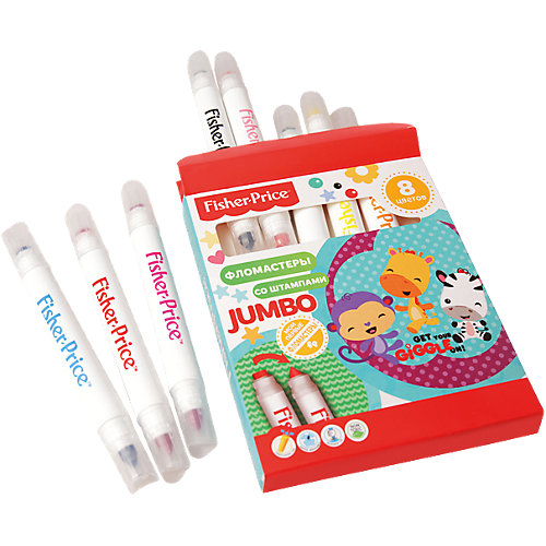 Фломастеры двухстронние Jumbo со штампами Fisher Price 8 цветов от Limpopo