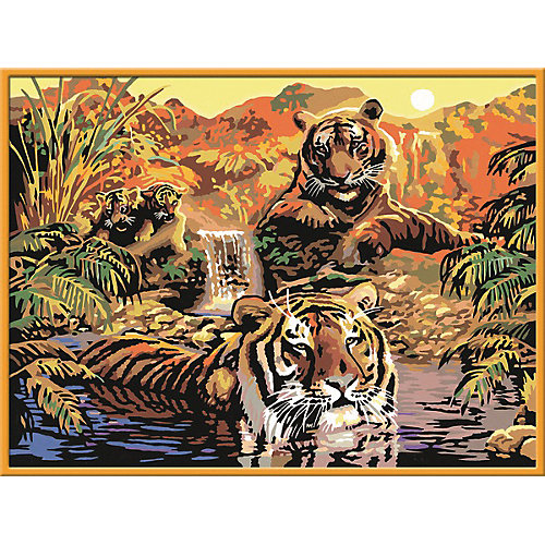 Раскрашивание по номерам «Тигры» Размер картинки – 40*30 см от Ravensburger