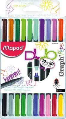 Набор капиллярных ручек GRAPH PEP'S DUO, 10 штук, 20 цветов, 0,4 мм, Maped