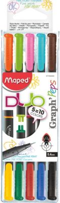 Набор капиллярных ручек GRAPH PEP'S DUO, 5 штук, 10 цветов, 0,4 мм, Maped
