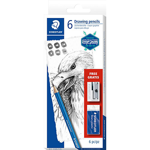 Карандаши чернографитовые Mars Lumograph, 6 штук, (6B, 4B, 2B, B, HB, 2H), Staedtler от Staedtler