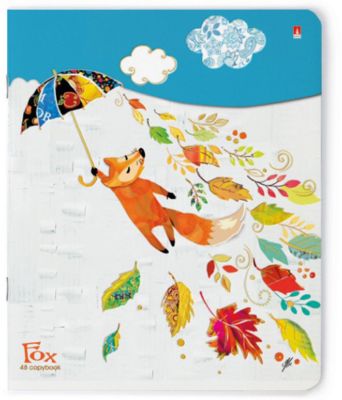 Тетрадь "Веселый лис"  48 листов, клетка, 5 шт., рисунок