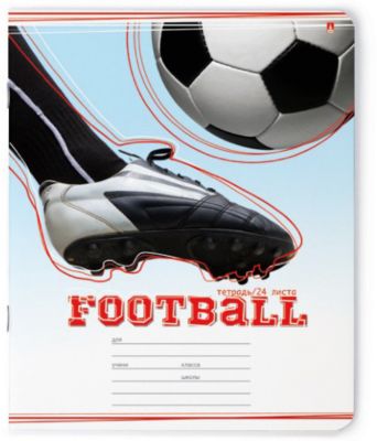 Тетрадь "Футбол" 24 листов, линейка, 10 шт., рисунок
