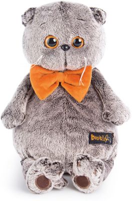 Мягкая игрушка Budi Basa Кот Басик в рыжем бархатном банте, 19см