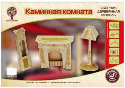 Модель сборная Мебель для кукол КАМИННАЯ КОМНАТА Чудо-Дерево
