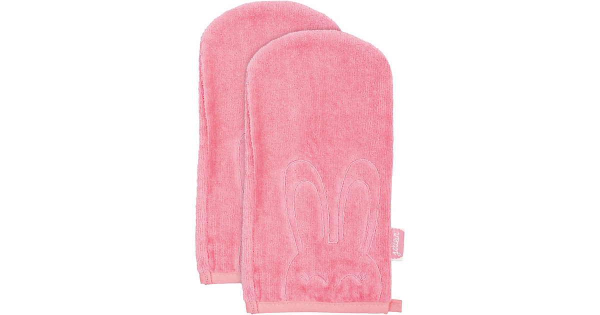 Jollein · Waschlappen Hase, rosa, 2er Pack Jollein · Waschlappen Hase, rosa, 2er Pack