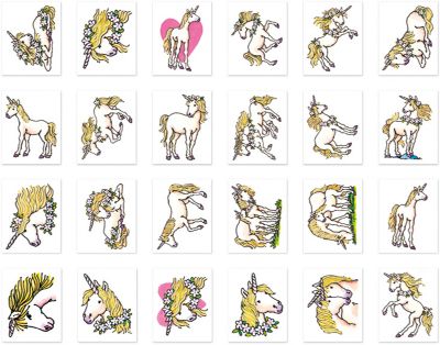 Mini-Tattoos Einhorn, 24 Stück 2