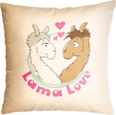 Kissen Lama Love Baumwolle bedruckt, 37 x 37cm (42162)